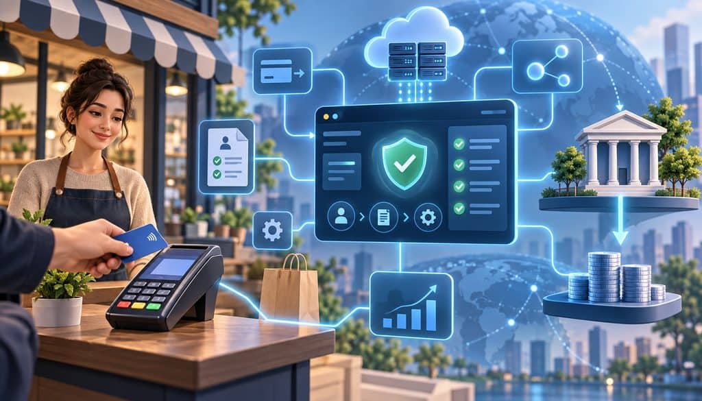 Merchant account connecting a payment terminal to secure payment processing